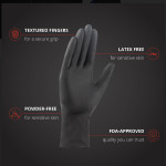 Safe Heal- Black Nitrile Disposable Gloves- FDA Approved (1000 count)